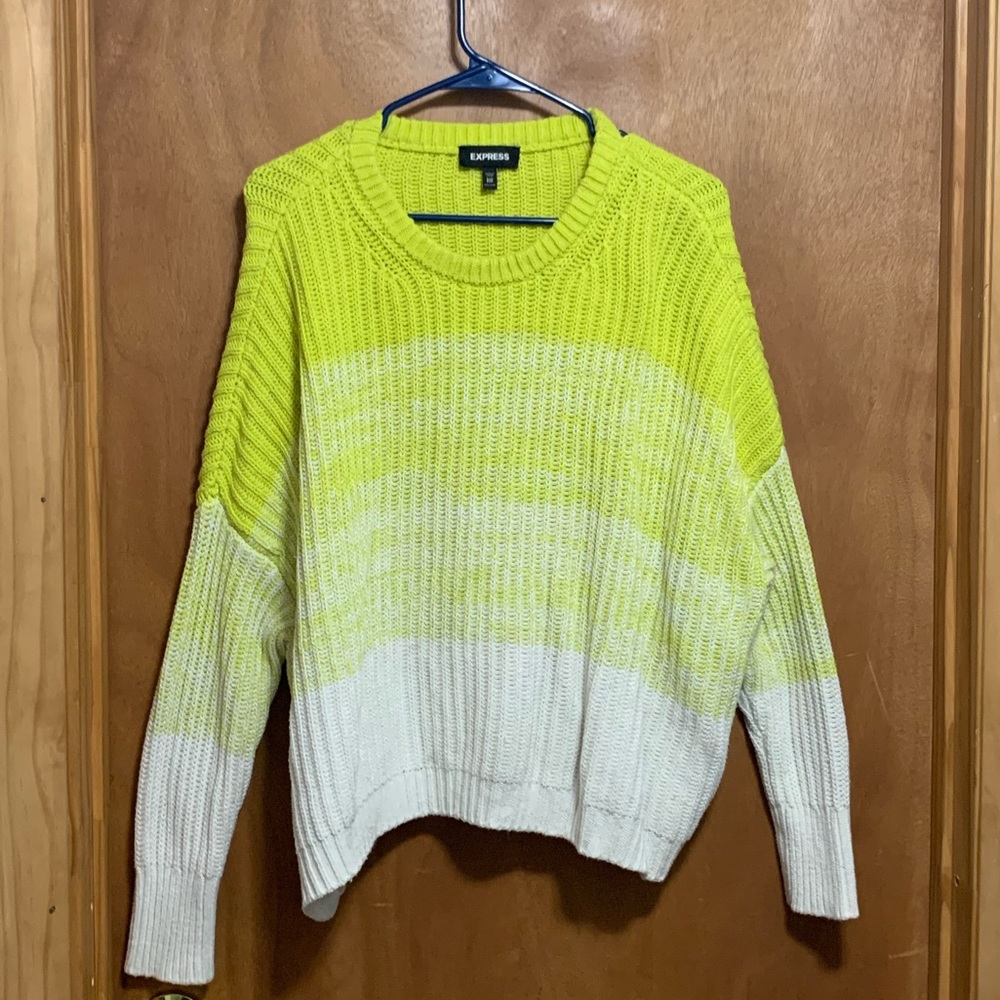 Express Neon Yellow Ombré Sweater